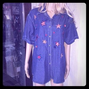 Plus size women’s blue jean shirt